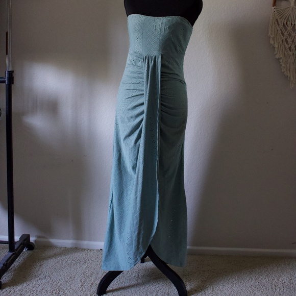 chicme Dresses & Skirts - Chic Me Strapless Eyelet Maxi Dress | Sage Green | Size Medium